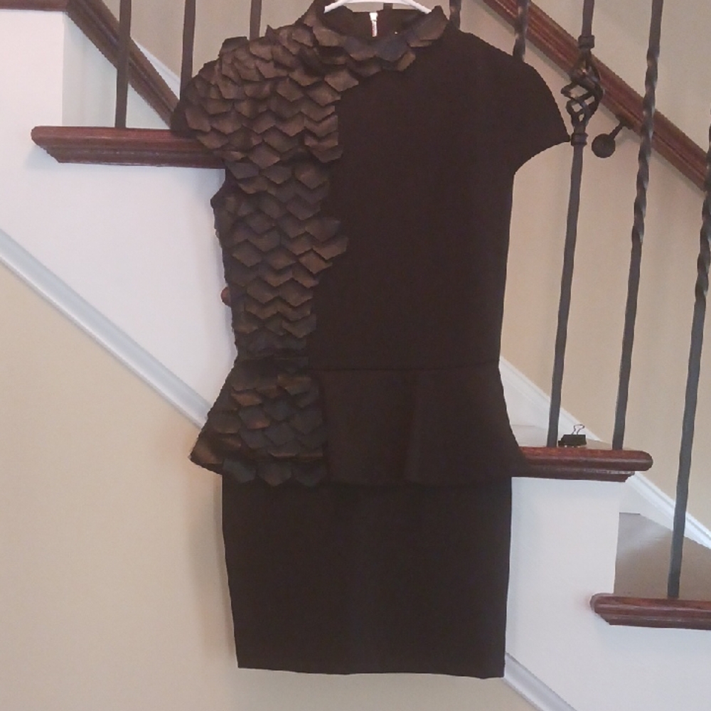 Caribbean Queen Black Mini Dress With Leather Design